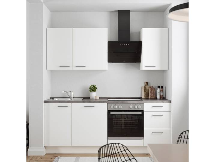 Küchenzeile High-Line Touch Variante B 210cm Ausrichtung rechts Weiß/Alpinweiß/Schiefergrau Laurus