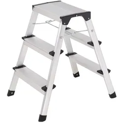 Toolcraft, Leiter + Gerüst, TO-10104642 Aluminiumlegierung Stufen-Doppelleiter klappbar, Montage (Stehleiter, 62.70 cm)