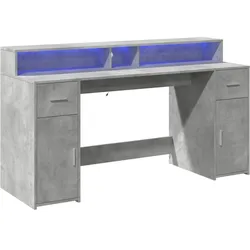 Helloshop26 - Schreibtisch Tisch Arbeitsplatz Computermöbel Arbeitsmöbel mit LED-Beleuchtung 160 x 55 x 91 cm Holzwerkstoff grau 02_0023801