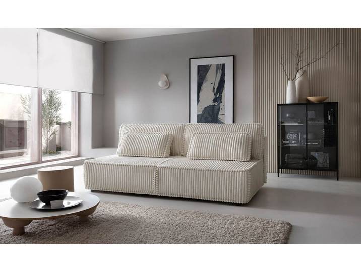 Designer Sofa Komma mit Schlaffunktion und Stauraum - Cord - Luxusbetten24