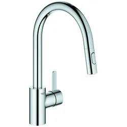 GROHE Eurosmart Cosmopolitan Einhand-Spültischarmatur, Ausladung 223mm, herausziehbare Dual-Spülbrause, schwenkbar, 31481001