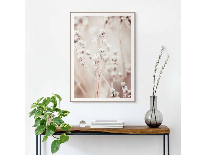 Gerahmtes Bild Getrockneter Zweig MDF Mitteldichte Holzfaserplatte , ohne Glas Beige 50 x 70 x 1cm