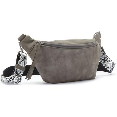 Bauchtasche VIVANCE "Umhängetasche, Hüfttasche, Crossbody Bag, Gürteltasche", Damen, Gr. B/H/T: 26cm x 12cm x 7cm, grau, Lederimitat, bestickt, unifarben, Taschen, Handtasche Damen zum Umhängen mit austauschbarem Schulterriemen VEGAN
