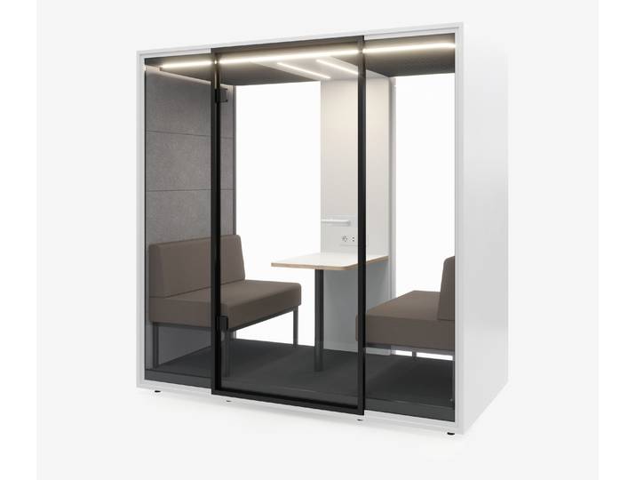 Meetingbox Quattro Weiß Weiß Hellgrau Kaffee Glas Schwarz