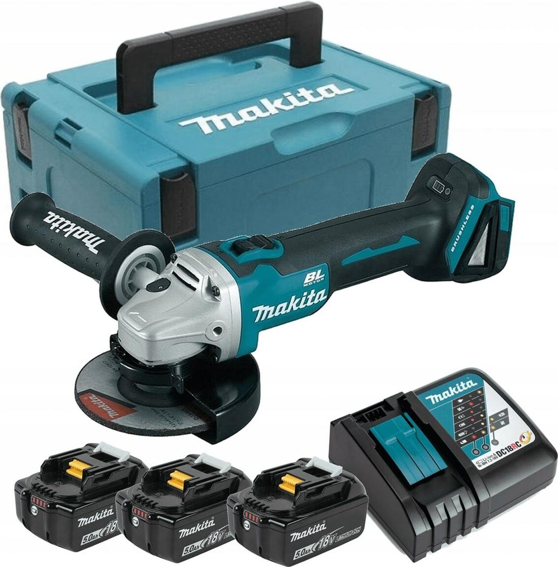 Makita DGA504RT3J, 8500 RPM, 12,5 cm, Akku, 2,5 kg, Bürstenloser Motor