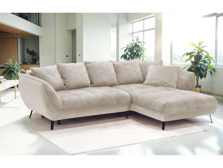 Ecksofa EXXPO - SOFA FASHION Midway Easy-Lift-Bettfunktion, 15cm bodenfrei, bequem, Breite 282cm , braun (cappucino), B:282cm H:91cm T:187cm, Sofas, Ecksofa, inkl. Bettfunktion und praktischem Bettkasten, L-Form