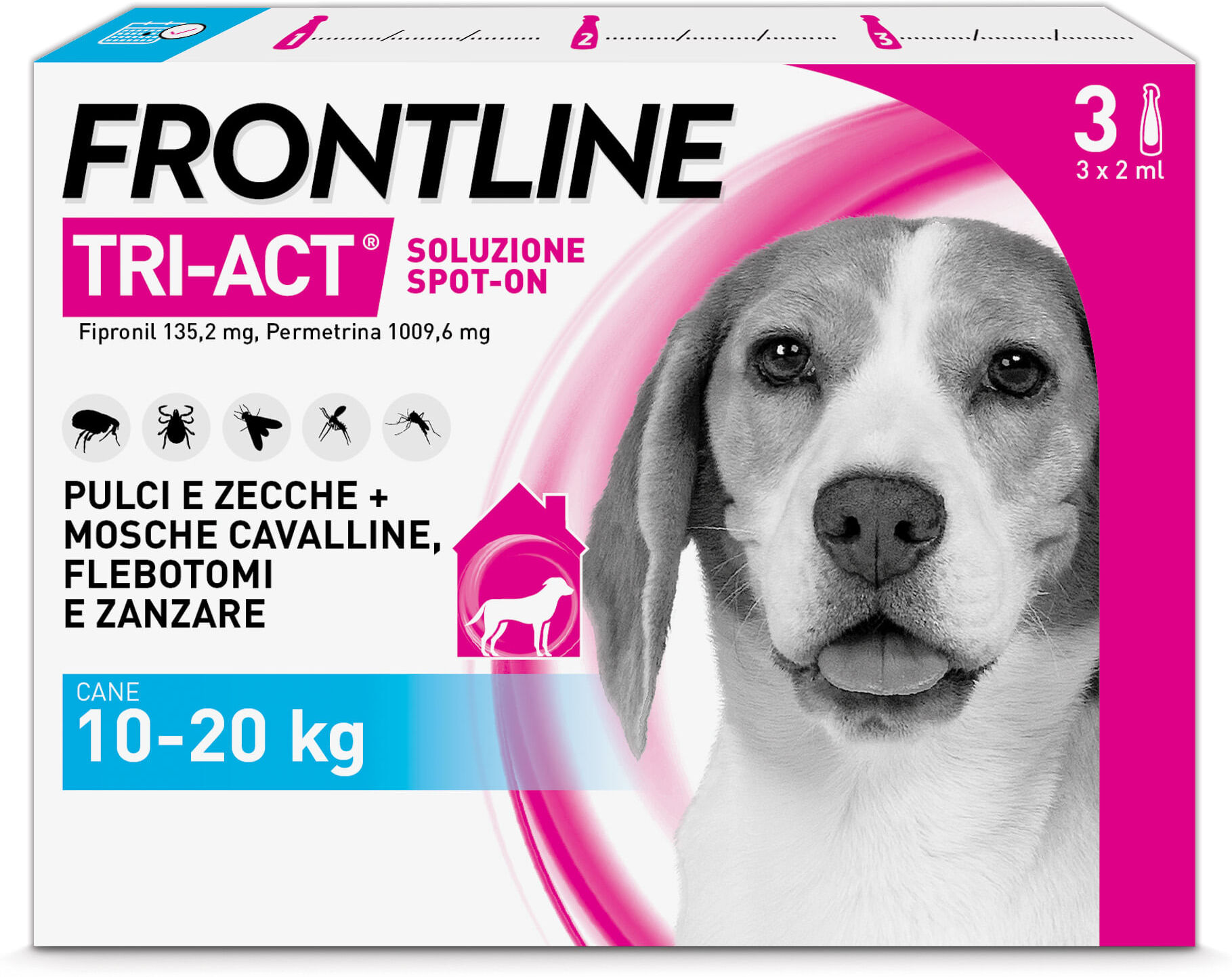 Frontline Tri-Act Antiparassitario Per Cani Contro Parassiti E Insetti Volanti 10-20Kg 3 PIPETTE