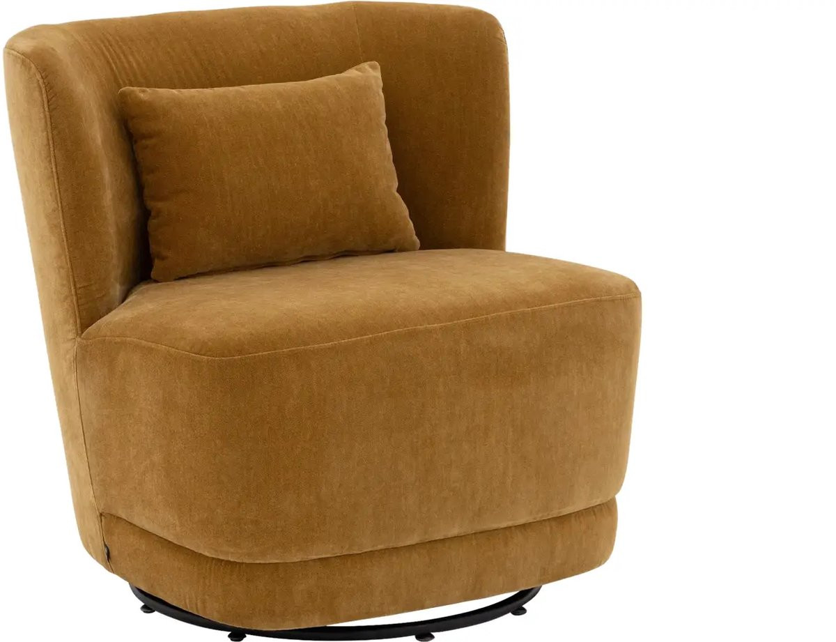 Goossens Fauteuil Ted Lounge Stoel - Velvet - Geel