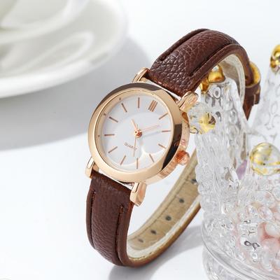 Friendly Fresh Finds Fashionable Small Dial Womens Quartz Watch With Casual Leather Band brown White