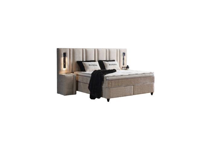 Design Boxspringbett „Riviera“, verschiedene Grössen Beige hell ABC Bedding