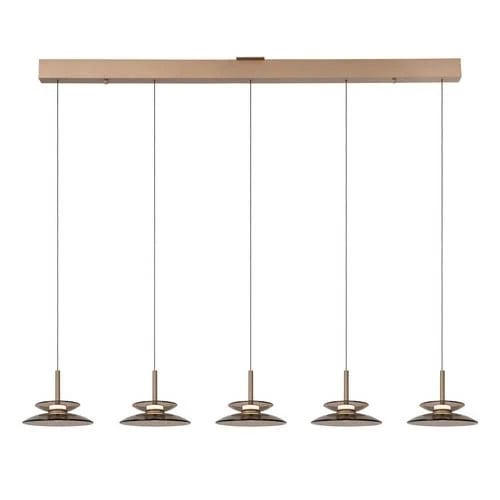 Lucide Santiago LED Hanglamp - Amber en Goud/Messing - Dimbare CCT - 5x Ø 23 cm