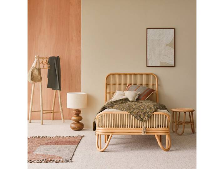 Simone - Einzelbett aus Rattan mit Lattenrost 90 x 200 cm - Natur