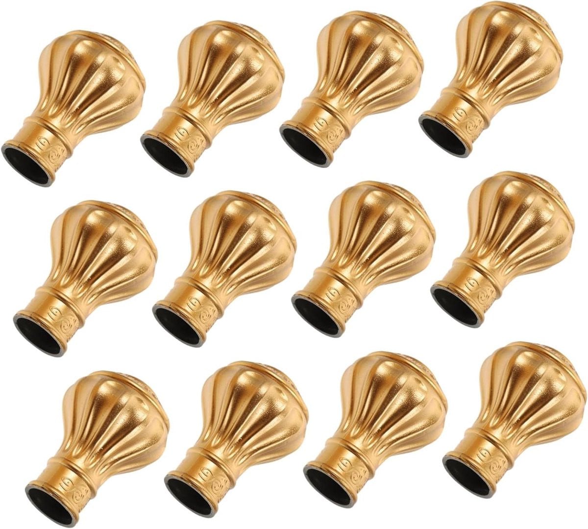 Set van 12 zilverkleurige decoratieve eindstukken voor gordijnroeden