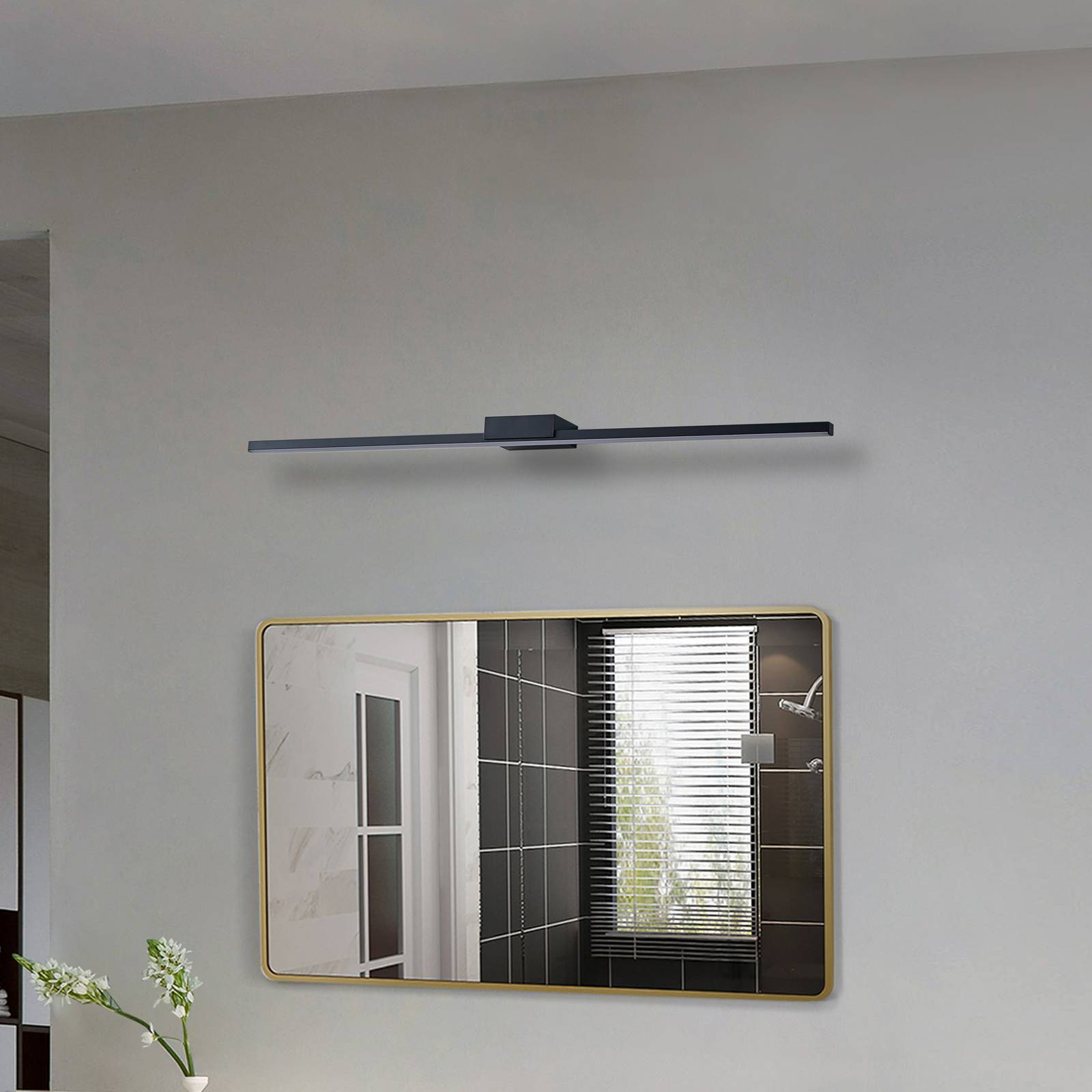 Wandlampe Kivana Lucande, schwarz, für Badezimmer, Aluminium, Modern, Wandleuchte, Wandlampe Bad