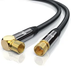 Primewire SAT-Kabel, Koax, F-Stecker, HDTV SAT Koax Kabel 90° gewinkelt, 4fach Schirmung, 135dB, 75Ohm - 0,5m