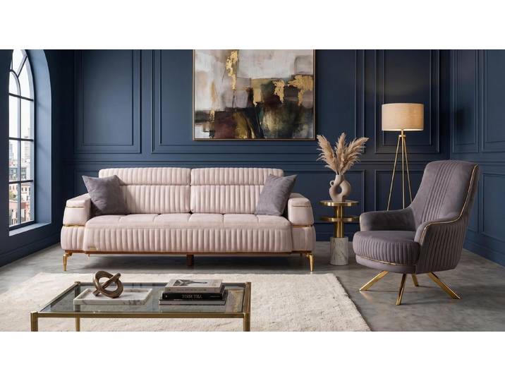 Xlmoebel Polstergarnitur Modernes beige-graues Wohnzimmer-Set Sofas Stoff Sessel, (2-tlg., 2-tlg)