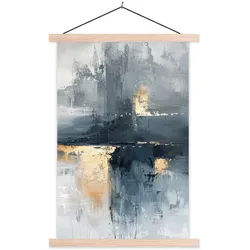 POSTER MIT MAGNETLEISTEN Kunst - Grau - Gold - Abstrakt Deko Wohnzimmer 40x60 cm