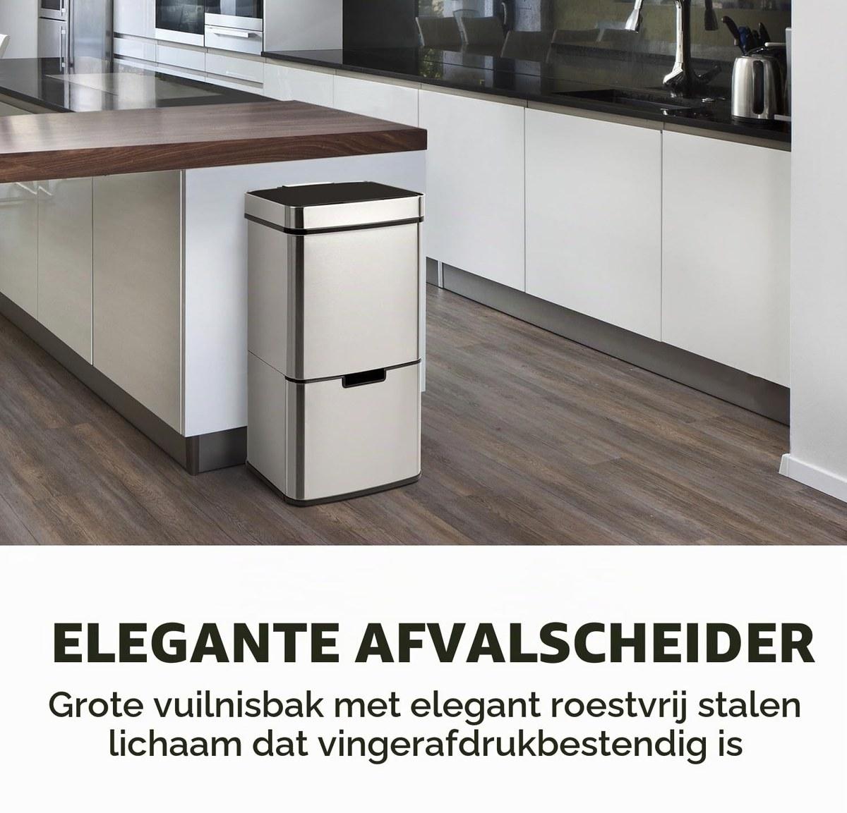 Fußpedal-Mülleimer - Sensorbetrieben - 72 Liter - 4 Fächer - Edelstahl - Grün
