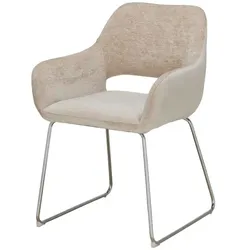 Kufenstuhl chromfarbig  Till , beige , Maße (cm): B: 56,5 H: 82 T: 59.0