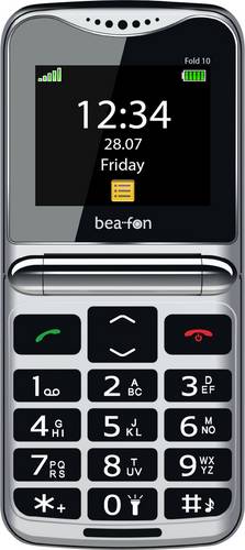 Beafon Fold 10 2G Senioren-Klapp-Handy SOS Taste, mit Ladestation Schwarz, Silber