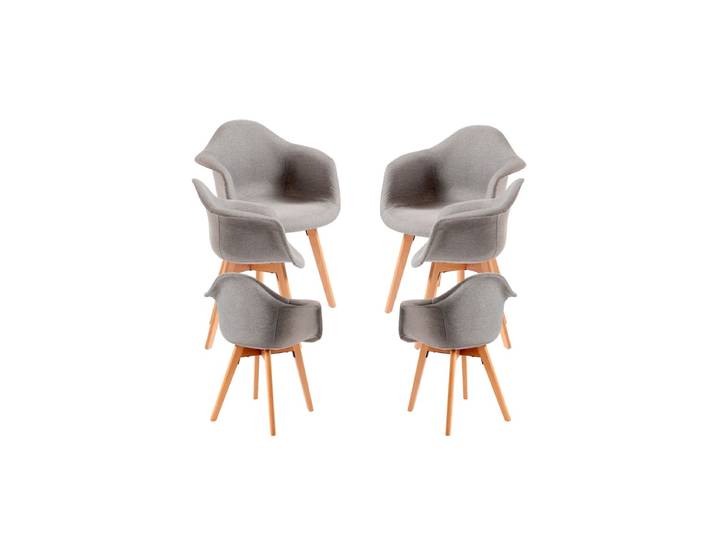 6er Set Belu Stoff Stühle - Gris