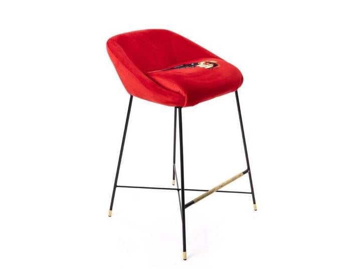 SELETTI tabouret rembourré TOILETPAPER STOOL (Revolver - Tissu en polyester, Structure en bois, polyuréthane et métal)
