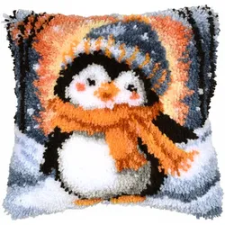 Knüpfkissen "Pinguin mit Mütze"
