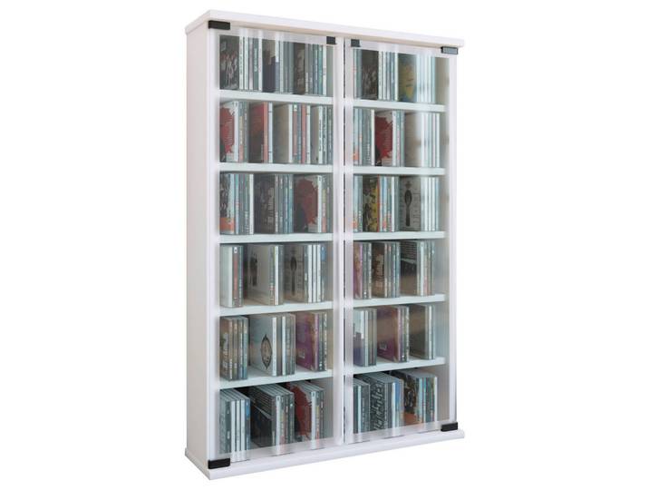 Mid.you Cd-Regal, Weiß, Glas, 10 Fächer, 60x92x18 cm, Wohnzimmer, Regale, CD & DVD-Regale