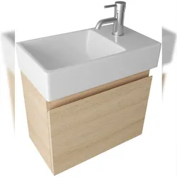 Alpenberger Moderner Waschplatz | Keramikbecken mit Unterschrank | Badmöbel Set Vormontiert | Waschbecken Badschrank SoftClose | Waschtisch Gäste-WC
