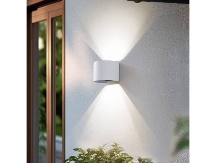 Lindby Smart LED-Außenwandlampe Dara weiß rund CCT RGB Tuya Lindby, dimmbar, weiß / opal, Kunststoff, Modern