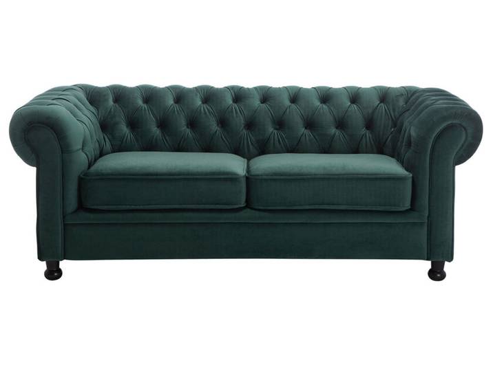 Sofa 3-Sitzer LONDON Stoffbezug dunkelgrün