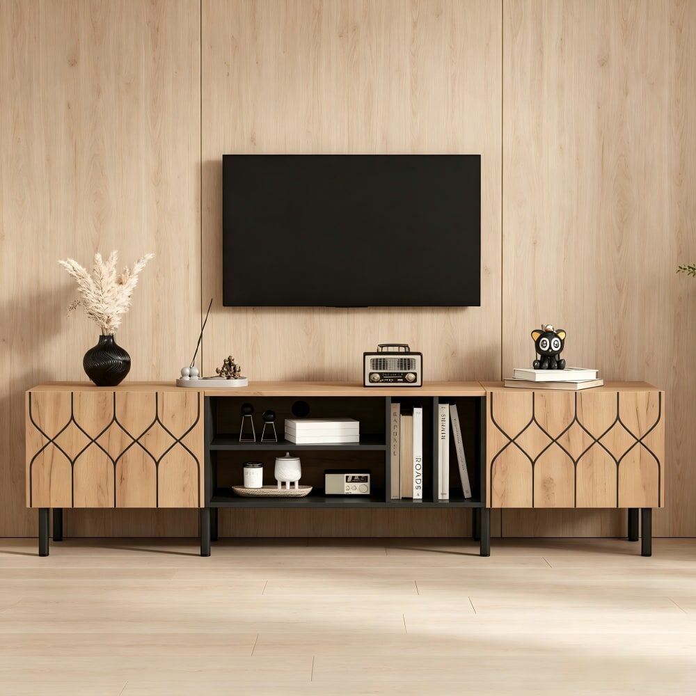 Urban Meuble Mueble tv con puertas de motivos geométricos