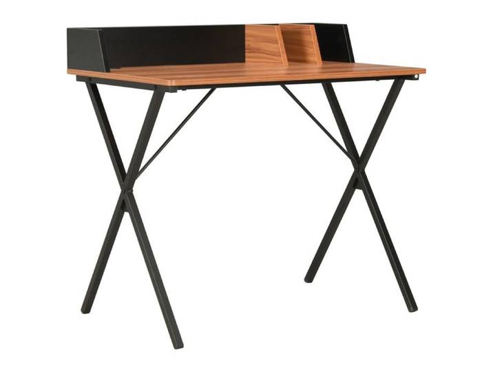 Table de travail (1 pc) - - Table intérieure - bois d'ingénierie - noir et marron - pour bureau - 80 x 50 x 84 cm@eaw55n