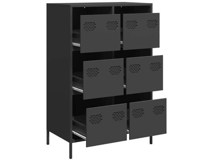 Noir Commode Salon CHIC Buffet haut/armoire latérale noir 68x39x101 5 cm acier N12016