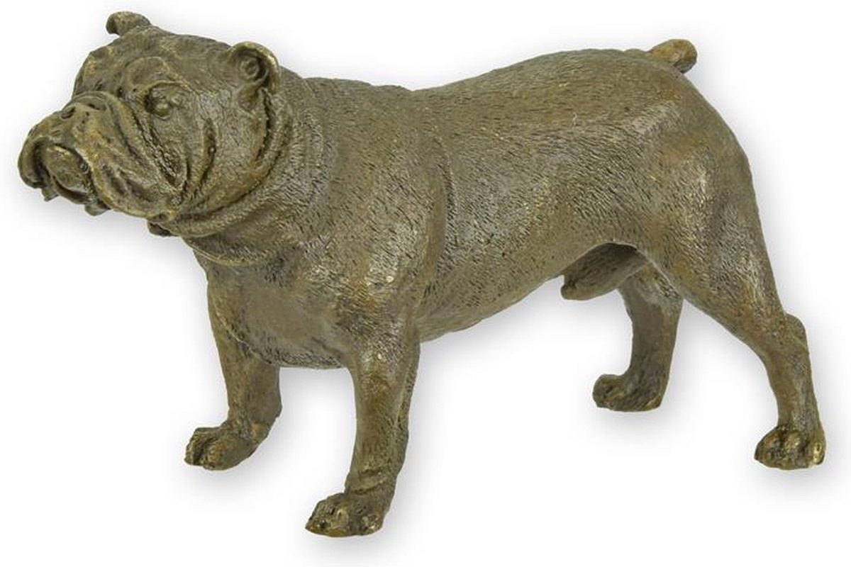 Bronzen beeld van een Engelse bulldog voor op tafel