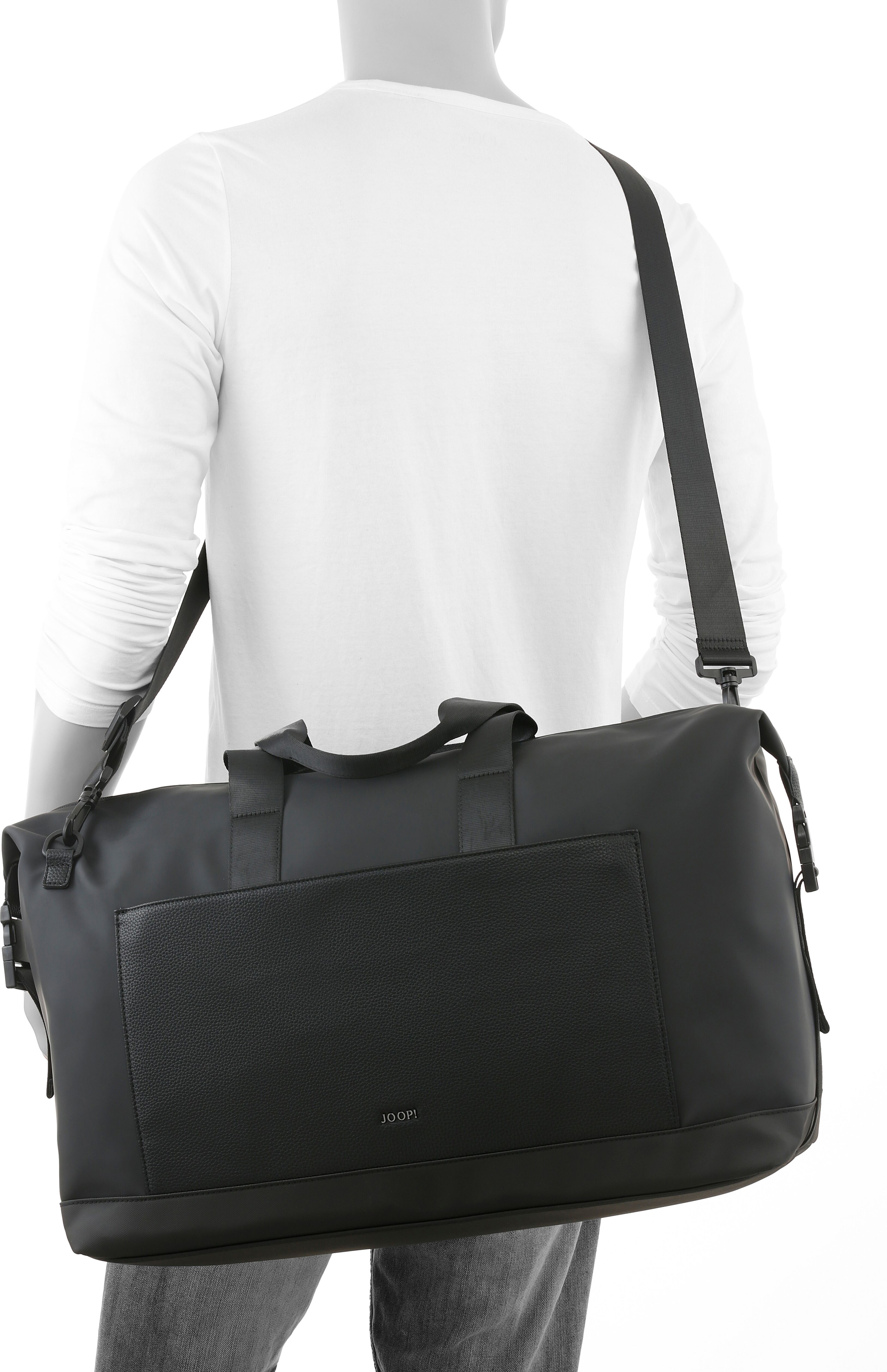 Joop! Weekender JOOP "lanciano maik weekender mhz", Gr. B/H/T: 50cm x 31cm x 21,5cm, schwarz, Lederimitat, Taschen Weekender, Reisetasche, Sporttasche, Urlaubstasche mit Reißverschluss
