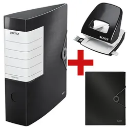 Leitz Starter-Set »LEITZ Solid« (Ordner, Ablagebox, Locher) schwarz, 8.2x31.8x29 cm
