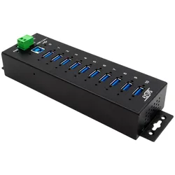 Exsys Managed Shareable USB 3.2 Gen 1 Hub 10-Port (USB-B, 10 Ports), Dockingstation + USB Hub, Schwarz