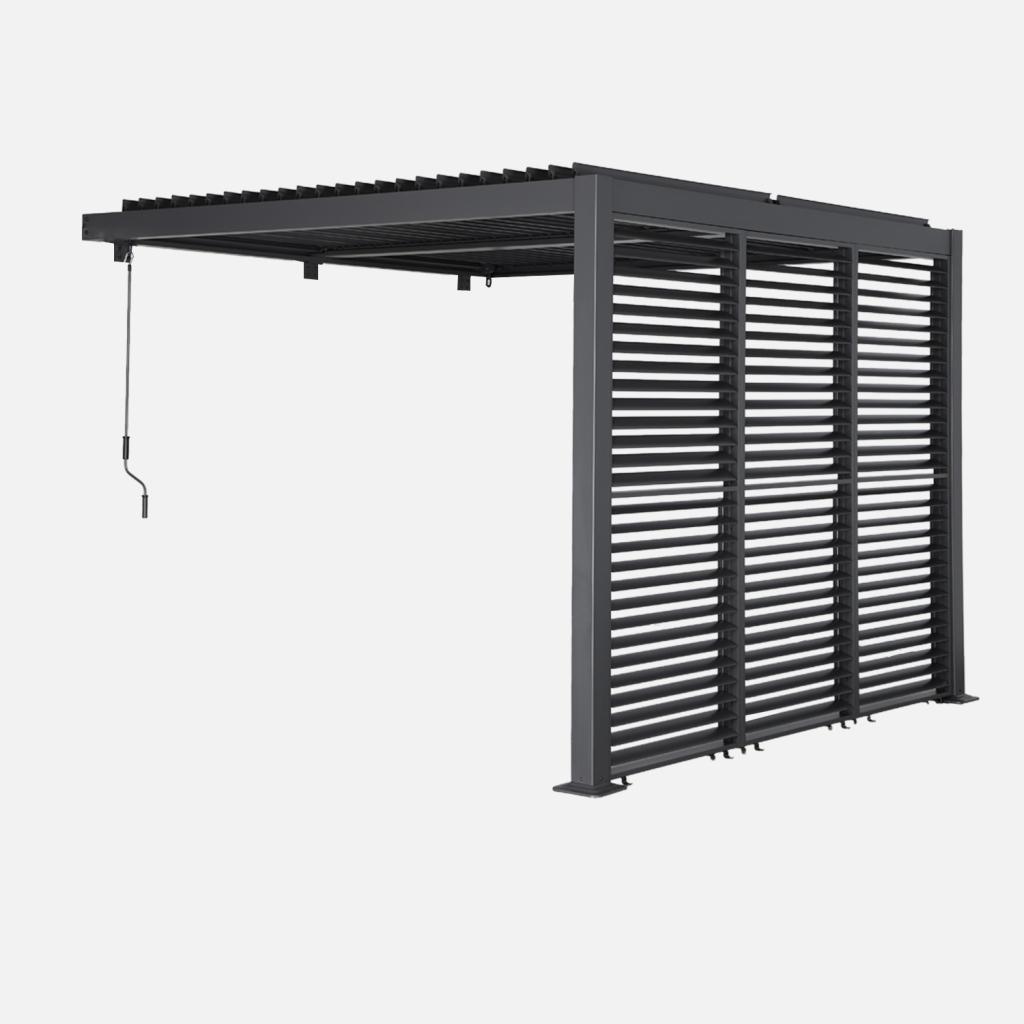 sweeek - Wand Pergola Palace 3x3m mit Lamellendach + 3 verstellbare Lamellenwände 100cm - Anthrazit