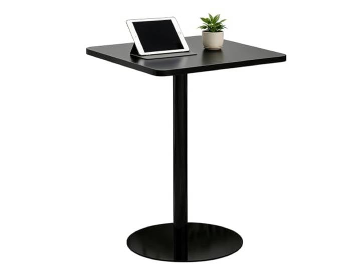 Industrieller Minimalistischer Schwarzer Quadratischer Beistelltisch/Beistelltisch, Solider Runder Hochtisch Mit Sockel, Stilvoller Kleiner Esstisch Für Moderne Wohnungen, Heimdekoration(70x70x73cm)