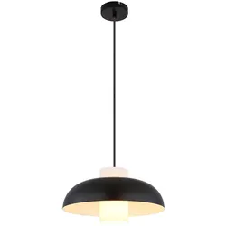 LED Hängeleuchte Glas Pendelleuchte schwarz Esszimmerlampe hängend, Metall opal,1x E27 LED warmweiß, DxH 38x120 cm