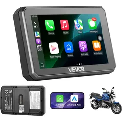 VEVOR Motorrad-Navi 5 Zoll mit Apple CarPlay und Android Auto Kabellos, für BMW-Motorräder, GPS-Navigation mit Dual-Bluetooth, IP67, Fester Clip-On-Montage und Siri/Google-Sprachassistent, Schwarz