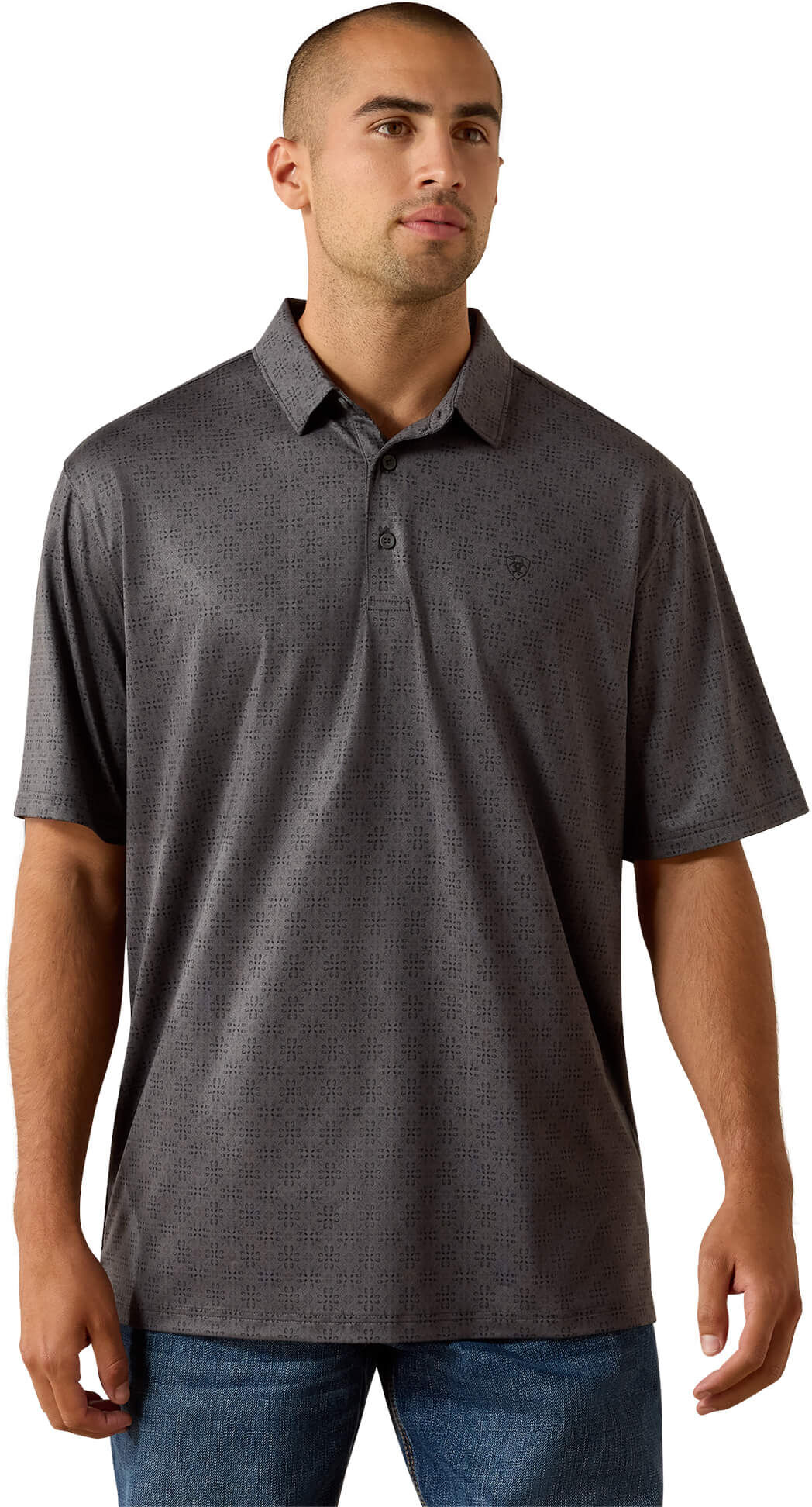 Men's 360 Airflow Polo Shirt in Grey Pinstripe, Size: XL by Ariat