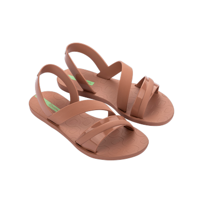 Sandale IPANEMA "IPANEMA VIBRANT SANDAL FEM", Damen, Gr. 37, braun (braun, braun, grün), Synthetik, Schuhe Sandale, für Alltag, ohne Verschluss, sportlicher Stil, mit Gummilaufsohle
