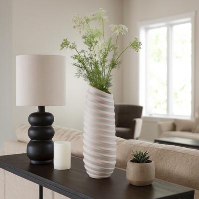 Sagebrook Home Carved Glass Modern Table Vase with Ribbed Silhouette - Ivory