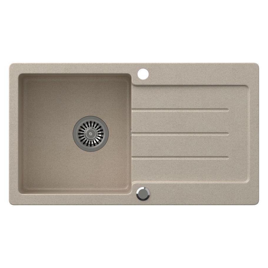 Steiner JOHNNY 111 Steingran beige granite sink 1 bowl without (77x44x18,5), with siphon and plug, stainless (39221000)