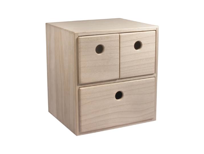 Rayher Holzkommode mit 3 Schubladen 21 × 18 × 23 cm