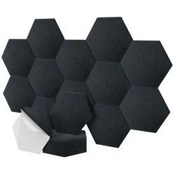 Relaxdays Hexagon Akustikplatten Set selbstklebend Schwarz