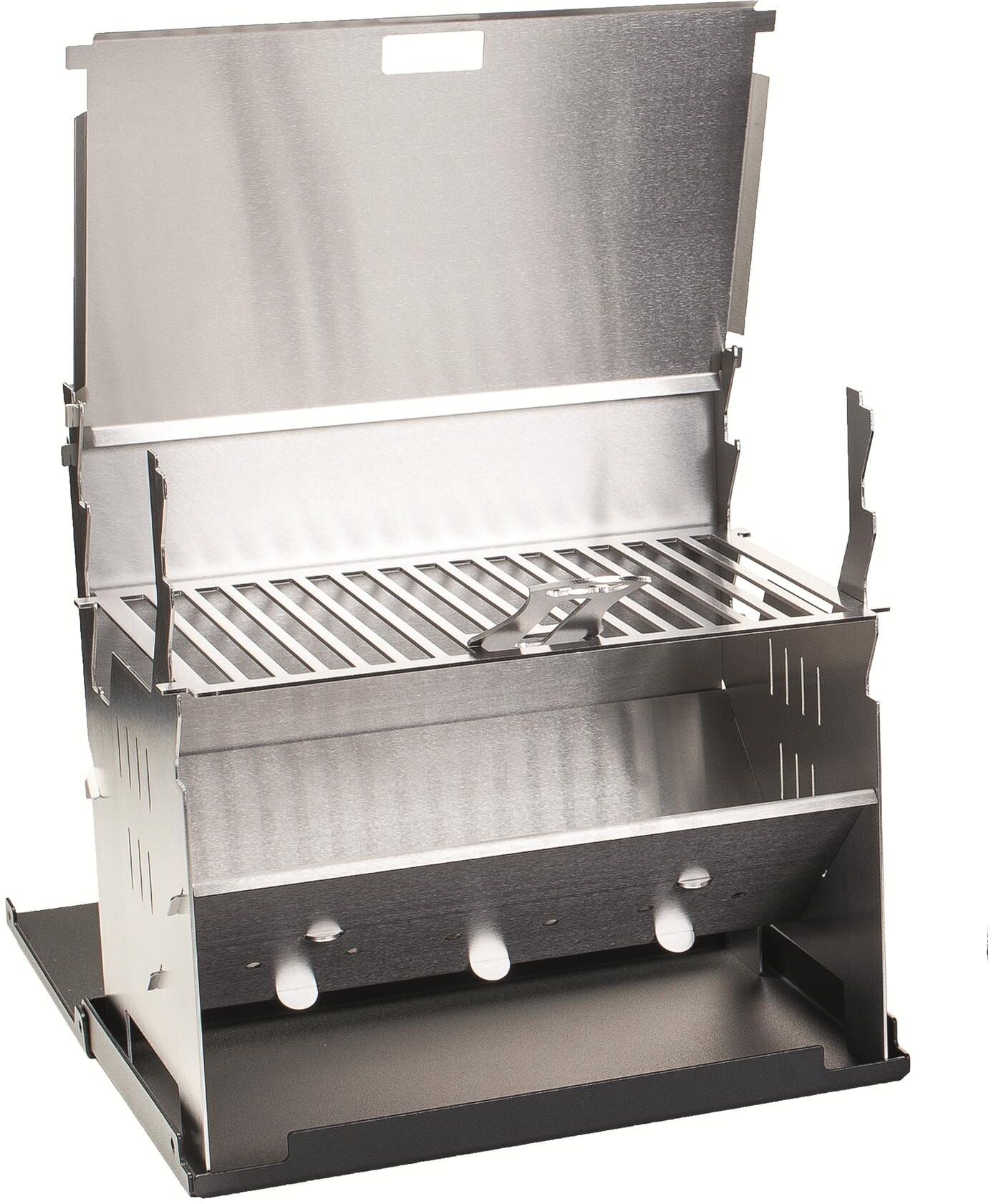 Holzkohlegrill FENNEK GRILL "FENNEK Grill", silber (silberfarben), B:28,4cm H:27,7cm T:19,3cm, Grills, Holzkohlegrill silberfarben B/H/T: 28,4cm x 19,3cm