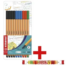 Stabilo 10er-Pack Fineliner »point 88 - Office« inkl. Fruchtgummi »Mega Roulette« 45 g